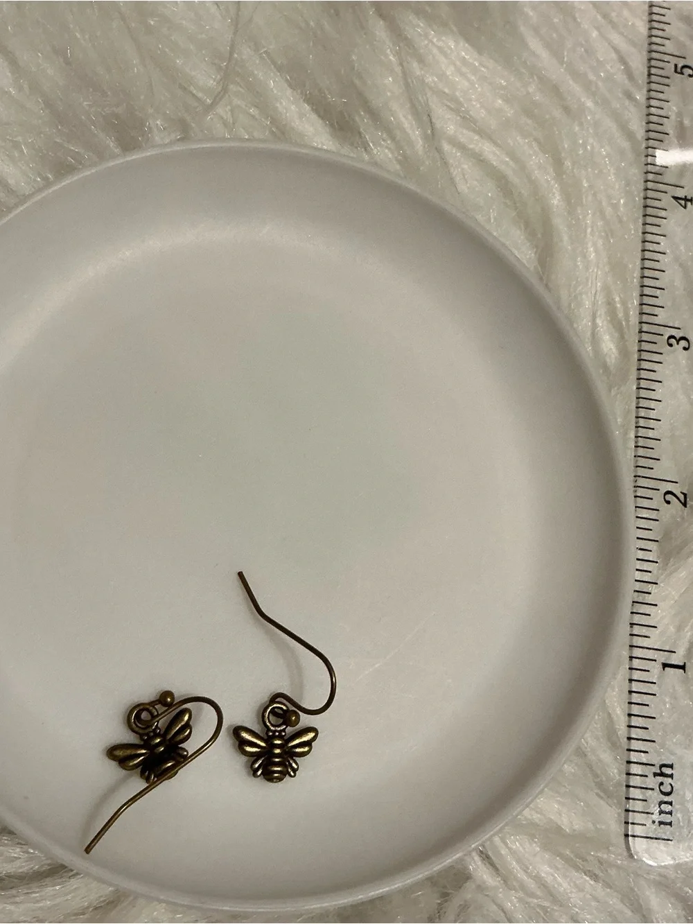 Tiny bronze bee dangle earrings